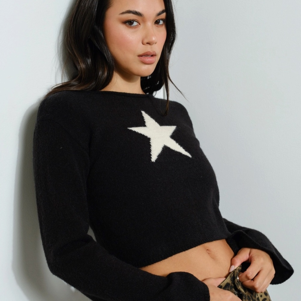 NEW!! by Pretty Garbage Star Knit Top - Black - Sizes S,M & L Available!! - Picture 5 of 6